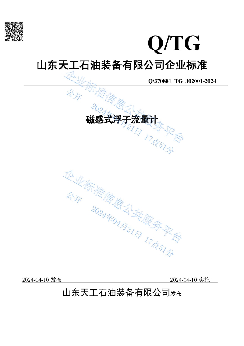 磁感式浮子流量计